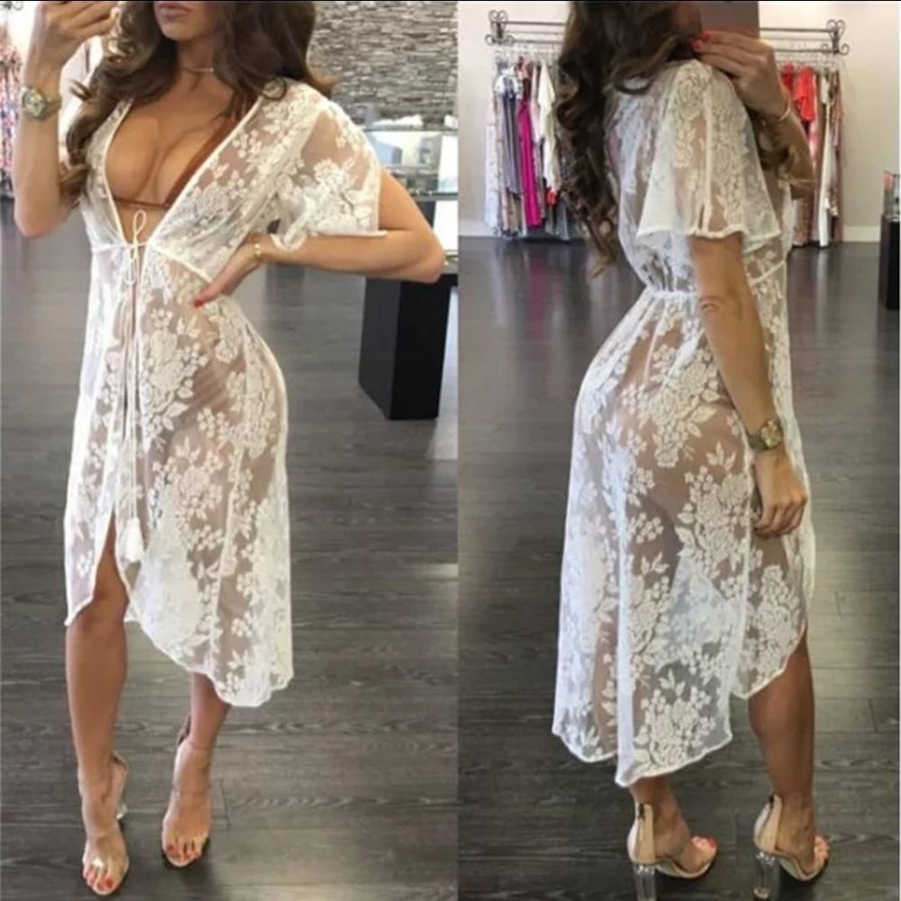 Sexy Summer Women Short Sleeve Floral Lace Cr
